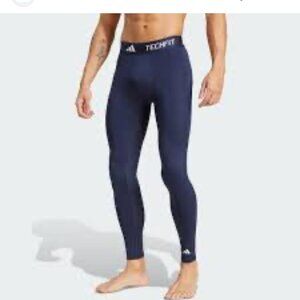 Adidas TECHFIT Compression Training Long Tights Men's size Medium -Navy